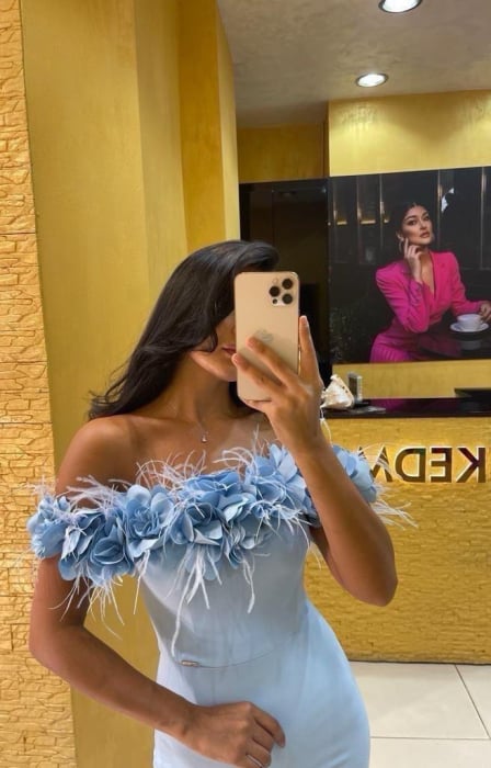 Rochie Elegantă Scurtă Bleu Ciel [2]