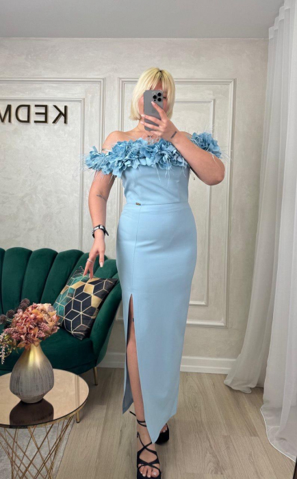 Rochie Elegantă Lungă Baby Blue [6]