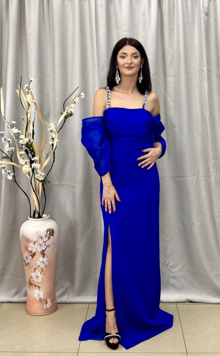 Rochie Elegantă Lungă Albastră [3]