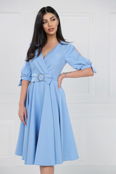 Rochie Midi Elegantă Cloș Blue Ciel [4]