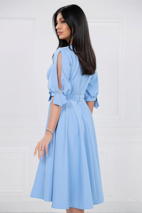 Rochie Midi Elegantă Cloș Blue Ciel [6]