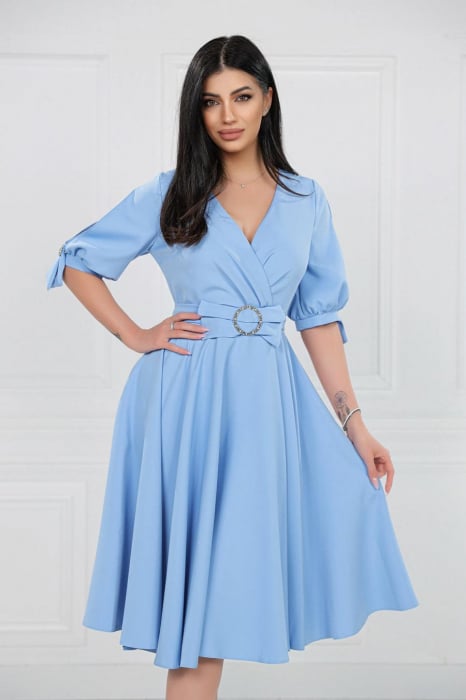 Rochie Midi Elegantă Cloș Blue Ciel [3]