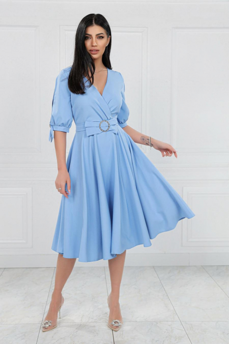 Rochie Midi Elegantă Cloș Blue Ciel [2]