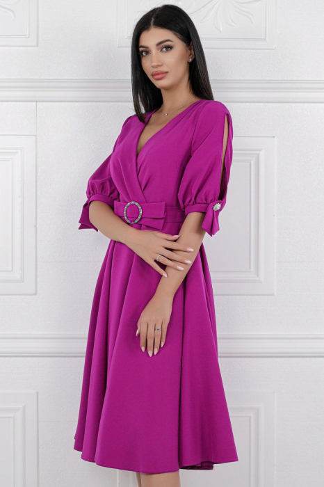 Rochie Midi Elegantă Cloș Magenta [2]