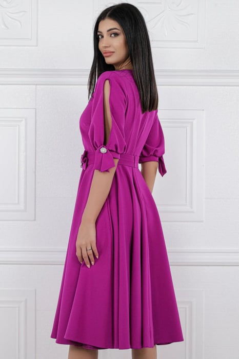 Rochie Midi Elegantă Cloș Magenta [6]