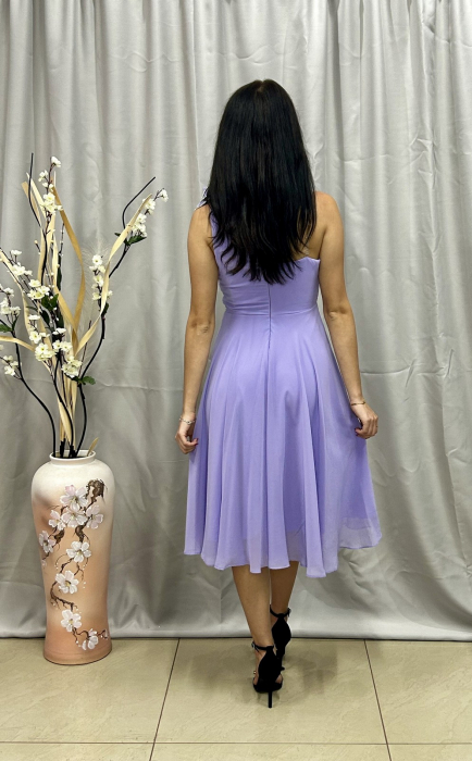 Rochie Elegantă Medie Cloș Mov [4]