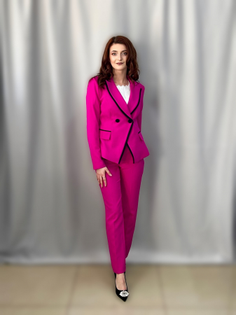 Compleu fucsia cu negru( sacou + pantalon) [2]