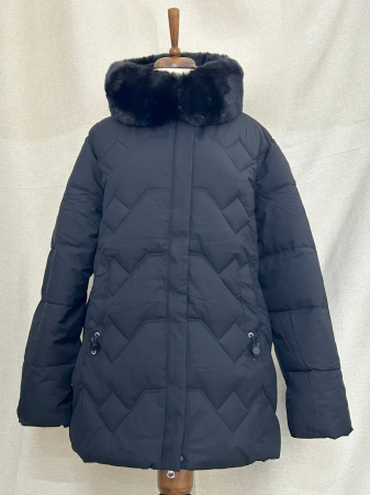 Geacă lungă negru cu guler detașabil [0]