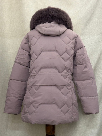 Geacă lungă roz pudră cu guler detașabil [1]