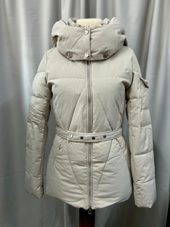 GECI - Geacă scurtă bej deschis  glugă detașabilî  si cordon cu capse