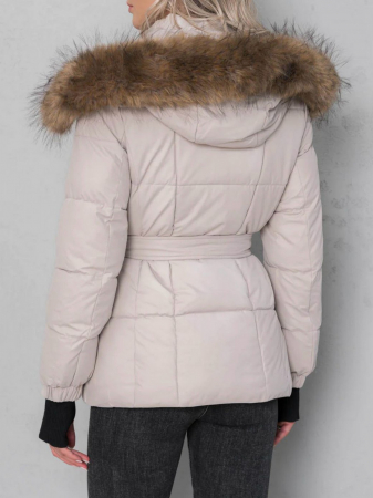 Geaca scurtă cu blăniță si cordon Crem [1]