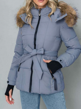 GECI - Geaca scurtă cu blăniță si cordon GRI PETROL