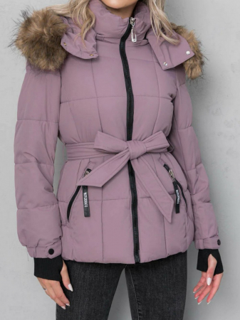 Geaca scurtă cu blăniță si cordon lila [0]