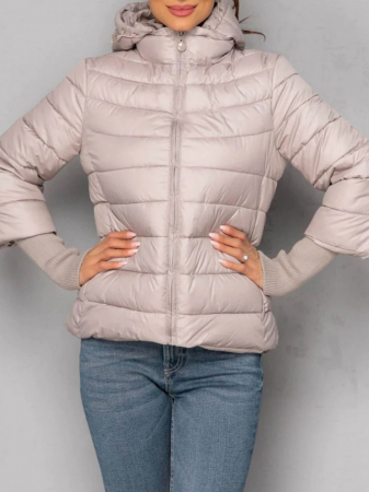 GECI - Geacă scurtă fîș bej cu glugă detașabilă