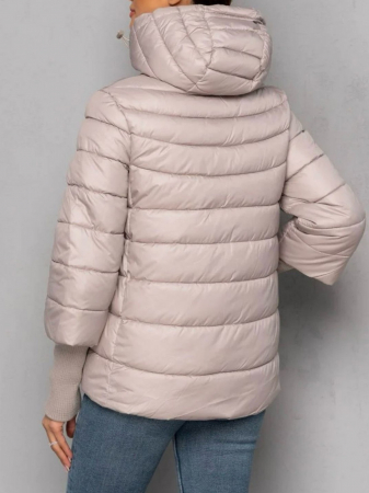 Geacă scurtă fîș bej cu glugă detașabilă [1]