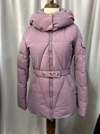 GECI - Geacă scurtă lila  glugă detașabilî  si cordon cu capse