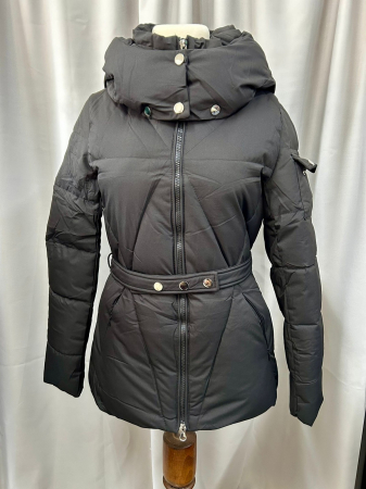 GECI - Geacă scurtă negru  glugă detașabilî  si cordon cu capse