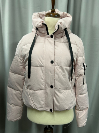 GECI - Geacă scurtă roz cu glugă