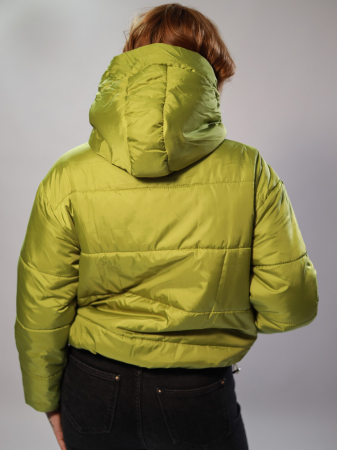 Geacă scurtă verde fistic cu glugă [3]