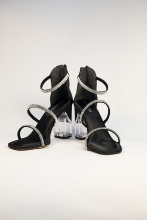 Sandale elegante negre cu toc transparent [0]
