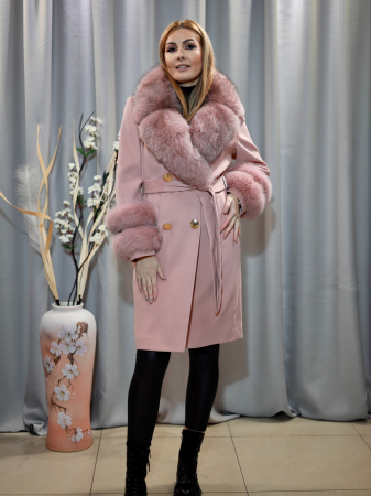 PALTOANE - Palton cașmir roz pudră