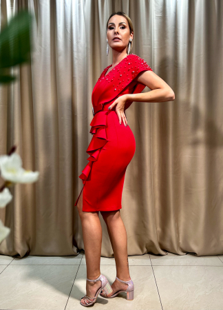 Rochie midi elegantă  conică roșie [3]