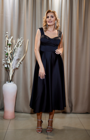 Rochie midi elegantă cloș negru [0]