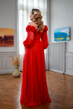 Rochie lungă elegantă roșie model 3D [2]