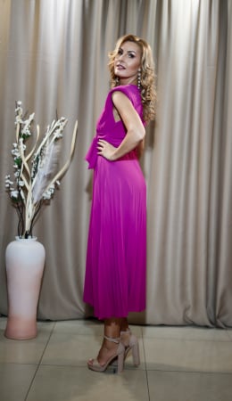 Rochie midi elegantă cloș mov [2]