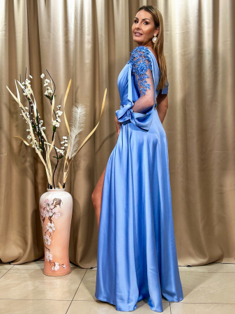 Rochie lungă elegantă albastru ciel [1]