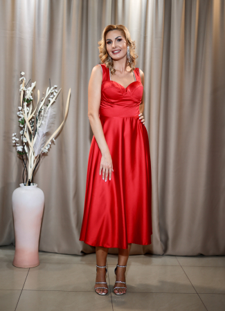 Rochii de seară - Rochie Elegantă Medie Roșie Cloș