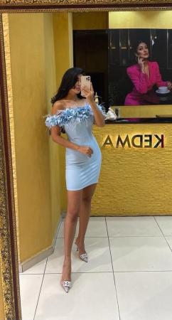 REDUCERI - Rochie Elegantă Scurtă Bleu Ciel