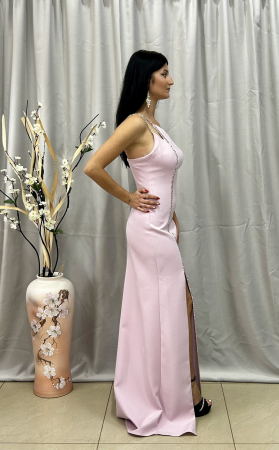 Rochie Elegantă Lungă Roz Pudră [2]