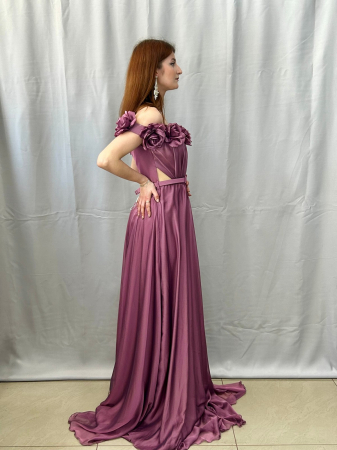 Rochie Elegantă Lungă Roz Pudră [1]