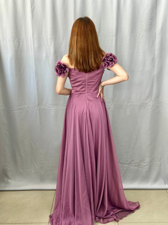 Rochie Elegantă Lungă Roz Pudră [2]