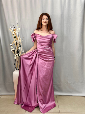 Rochie Elegantă Lungă Roz Pudră [3]