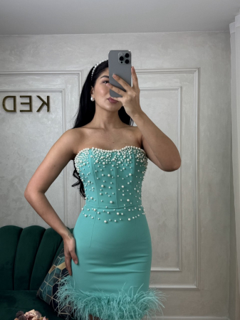 Rochie Elegantă Scurtă Turcuaz [1]