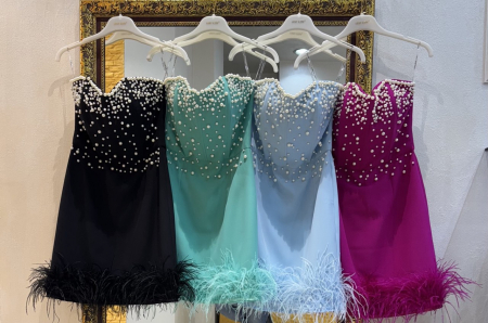 Rochie Elegantă Scurtă Turcuaz [2]
