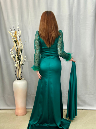 Rochie Elegantă Lungă Verde Smarald [2]