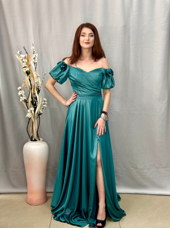 Rochie Elegantă Lungă Verde Smarald [3]