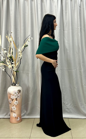 Rochie Elegantă Lungă Negru cu Verde [1]