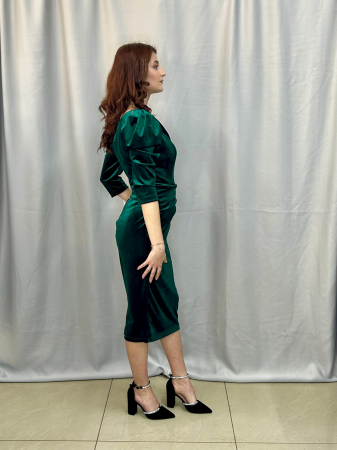Rochie Elegantă Medie Verde Catifea [1]