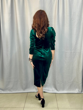 Rochie Elegantă Medie Verde Catifea [2]