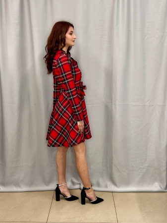 Rochie Elegantă Scurtă Carouri decolteu v [1]