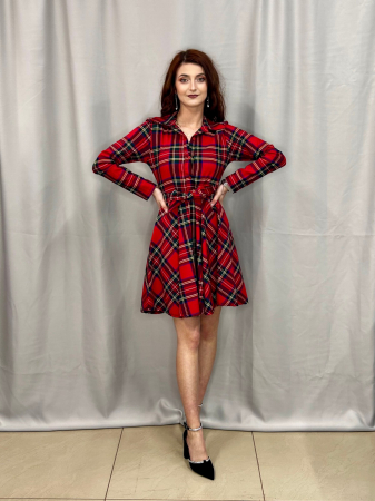 Rochie Elegantă Scurtă Carouri decolteu v [2]