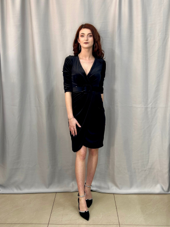 Rochii elegante scurte - Rochie Elegantă Scurtă Neagră Catifea