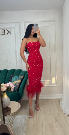 Rochii elegante midi - Rochie  midi elegantă roșie