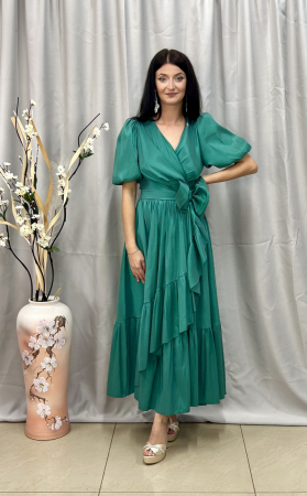 Rochie Elegantă Medie Cloș Verde [2]