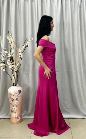 Rochie Elegantă Lungă Fucsia Decolteu V [1]