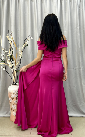 Rochie Elegantă Lungă Fucsia Decolteu V [3]